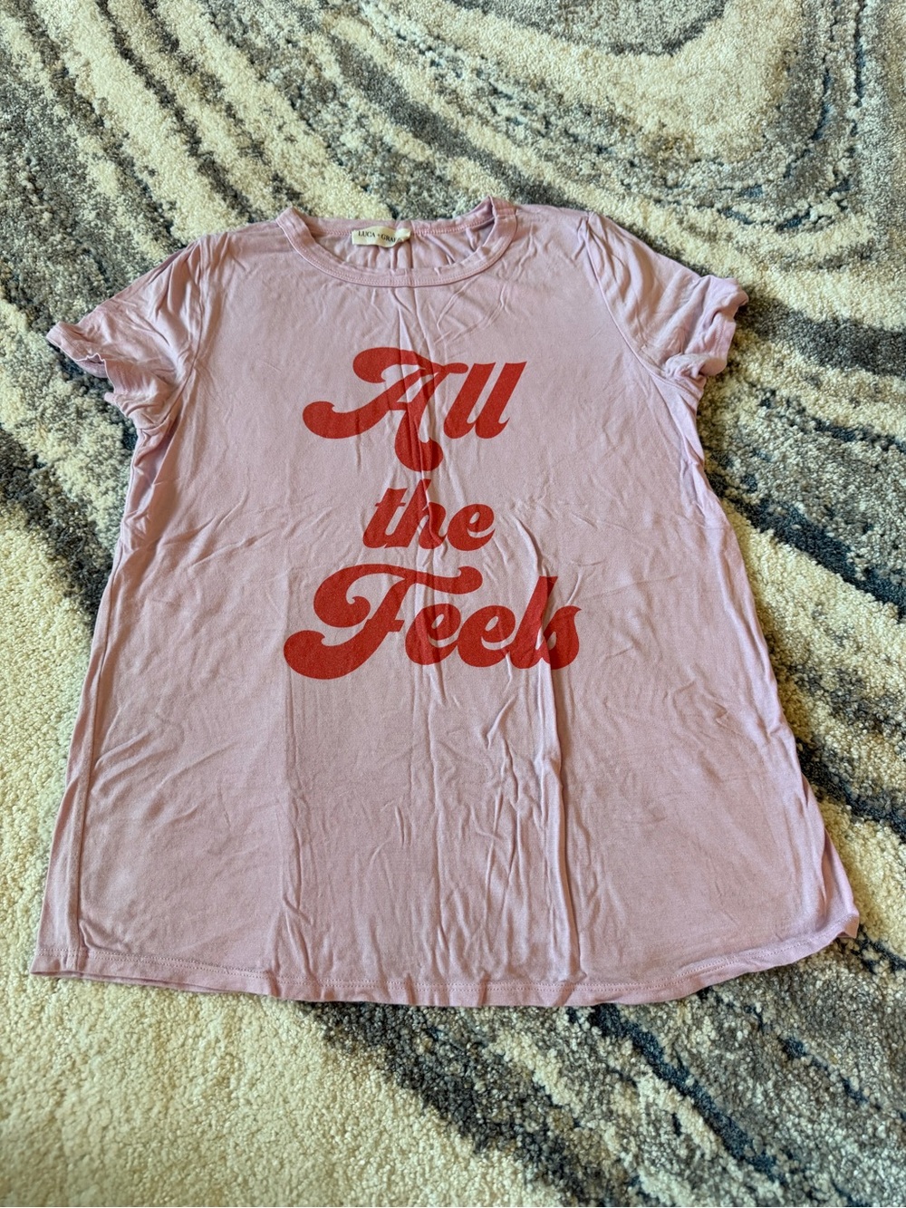 Short-Sleeve Pink Graphic Tee - 'All the Feels'